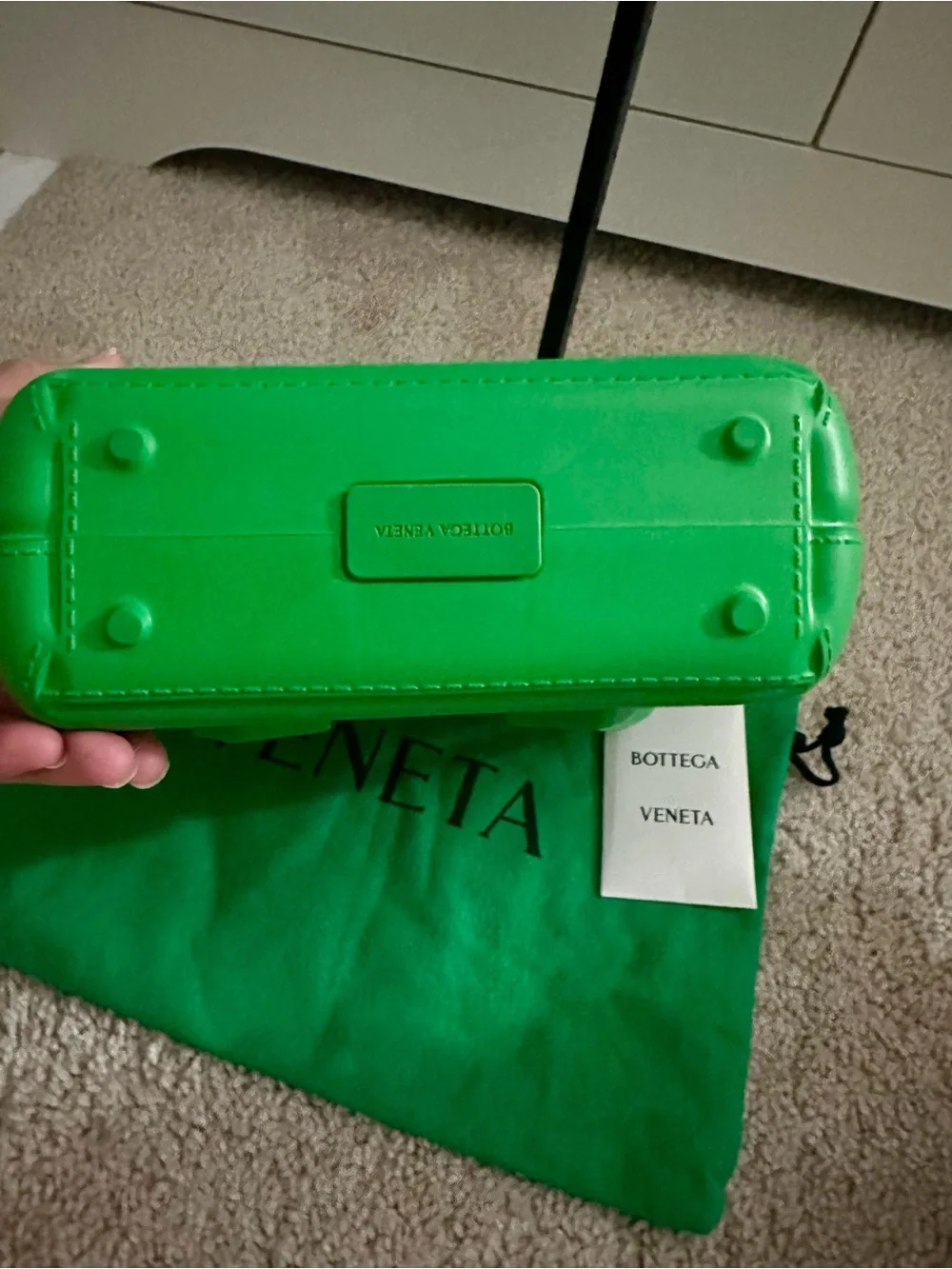 Bottega Veneta Mini Arco Rubber Green Tote Bag
